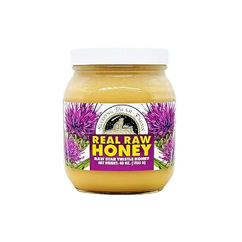 Raw Whipped Honey 40oz Glass Jar - 2.5 Pounds - Sleeping Bear Farms Real Raw Star Thistle Creamy Spreadable Michigan Honey Harvested by Our Beekeepers - Unfiltered Unpasteurized Unblended - Pure Michigan Honey in Glass - No Additives