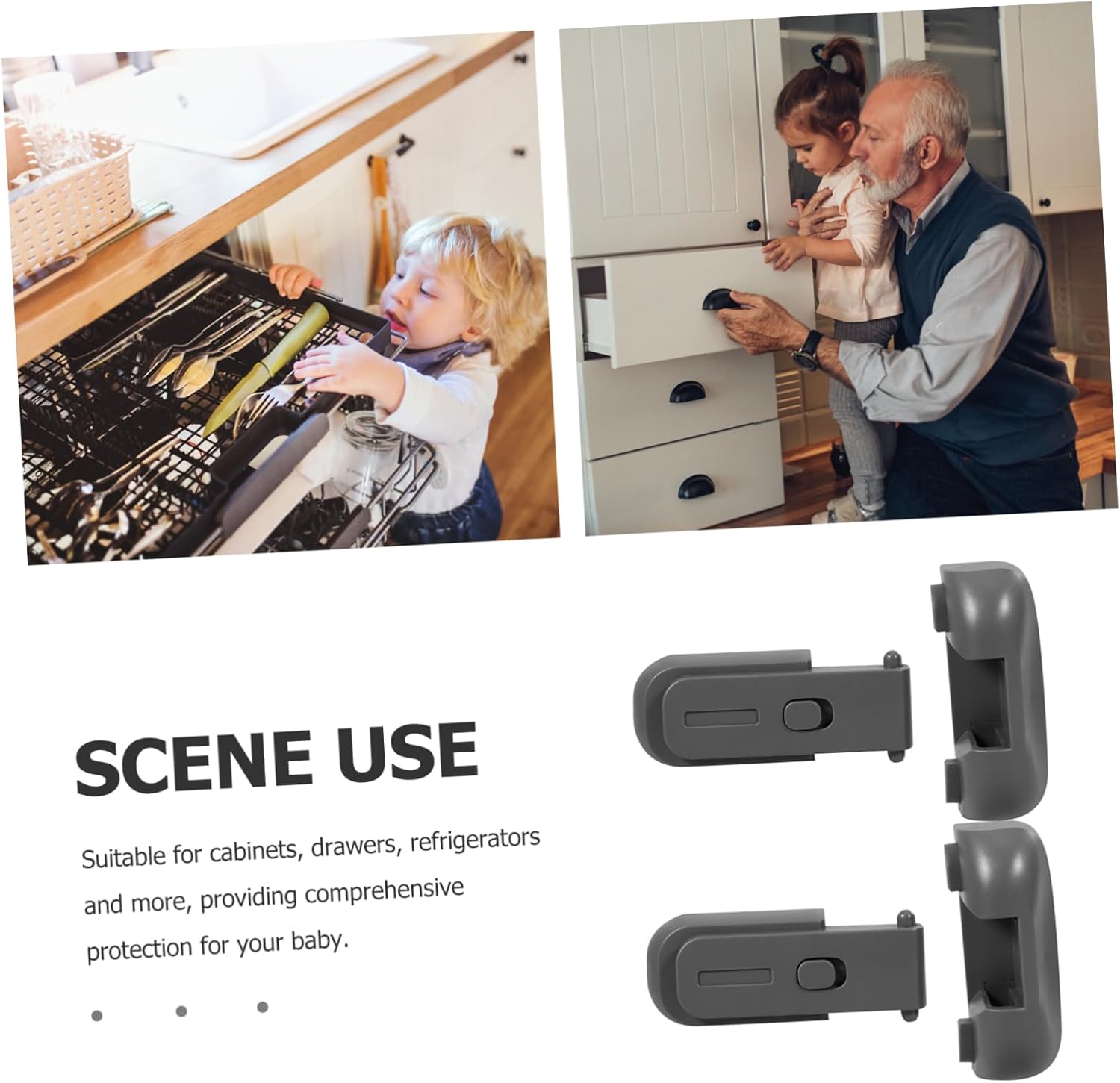 Gadpiparty 6pcs Cabinet Locks Childproofing Safety Locks for Cabinets Fridges Easy Install Material