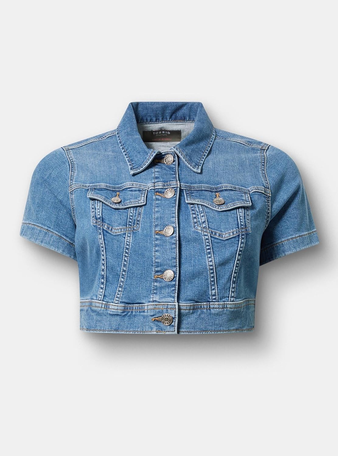 Torrid Women's Plus Size Denim Short Sleeve Cropped Trucker