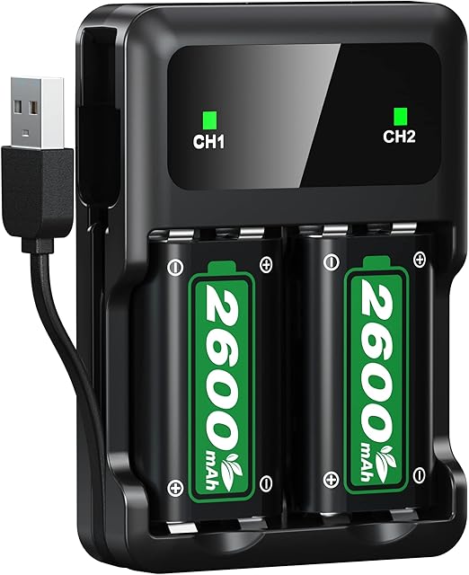 SWANPOW Fast Charging 2x2600mAh Controller Battery Pack with Charger Station for Xbox One/Xbox Series X/Xbox Series S/Xbox One X|S High Capacity Rechargeable Battery Pack for Xbox Accessories
