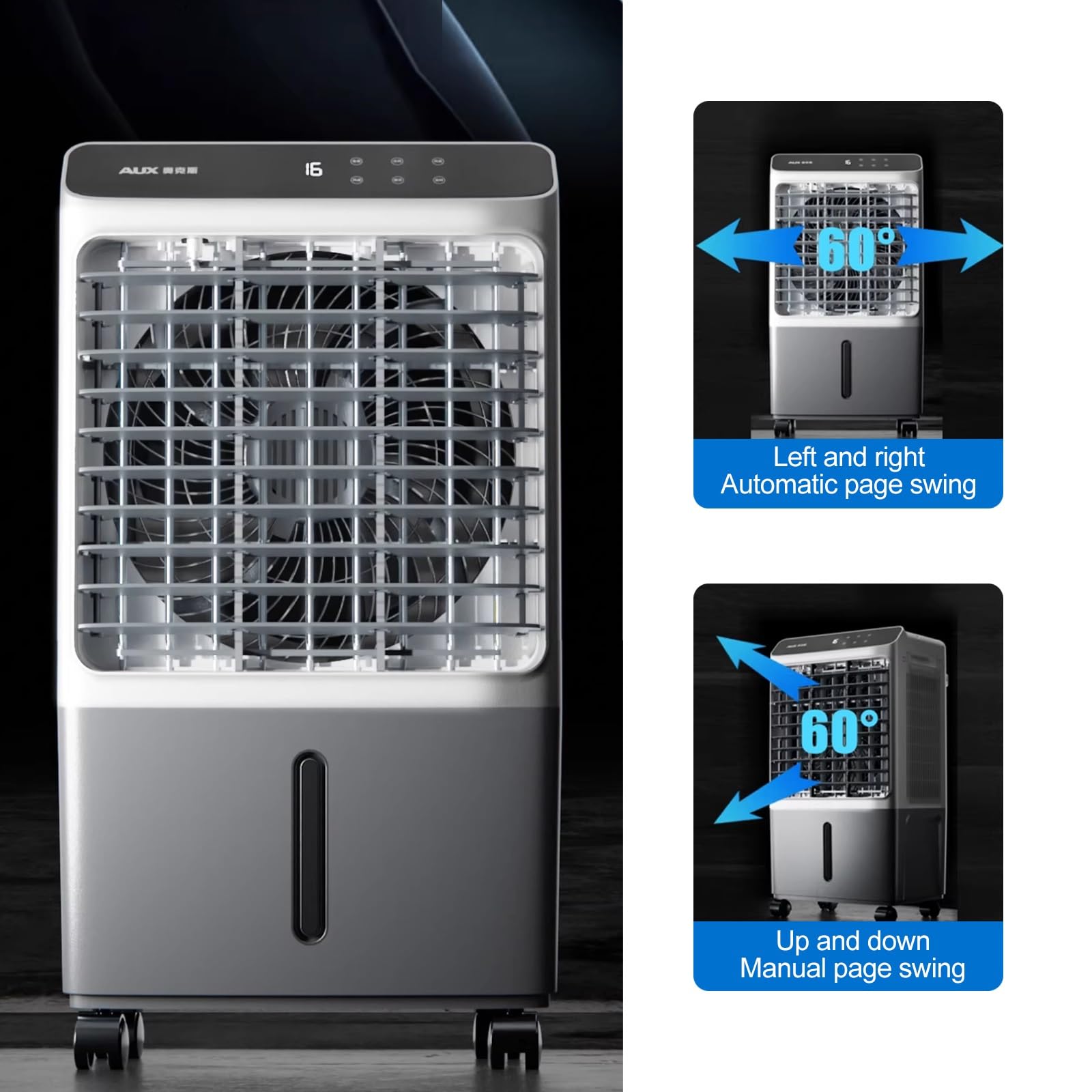 Climatiseur Mobile,Refroidisseur d'air évaporatif Portable avec réservoir d'eau de 40 L, Ventilateur et humidificateur 3 en 1 pour Chambre, Maison et Bureau