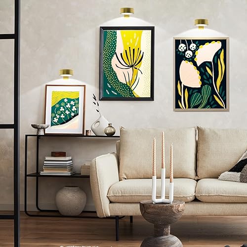 Miniatura 10 de Arixinks Paquete de 3 luces de imagen con batería doradas, luz de pintura inalámbrica con control remoto, 3 iluminación y regulable, luz artística