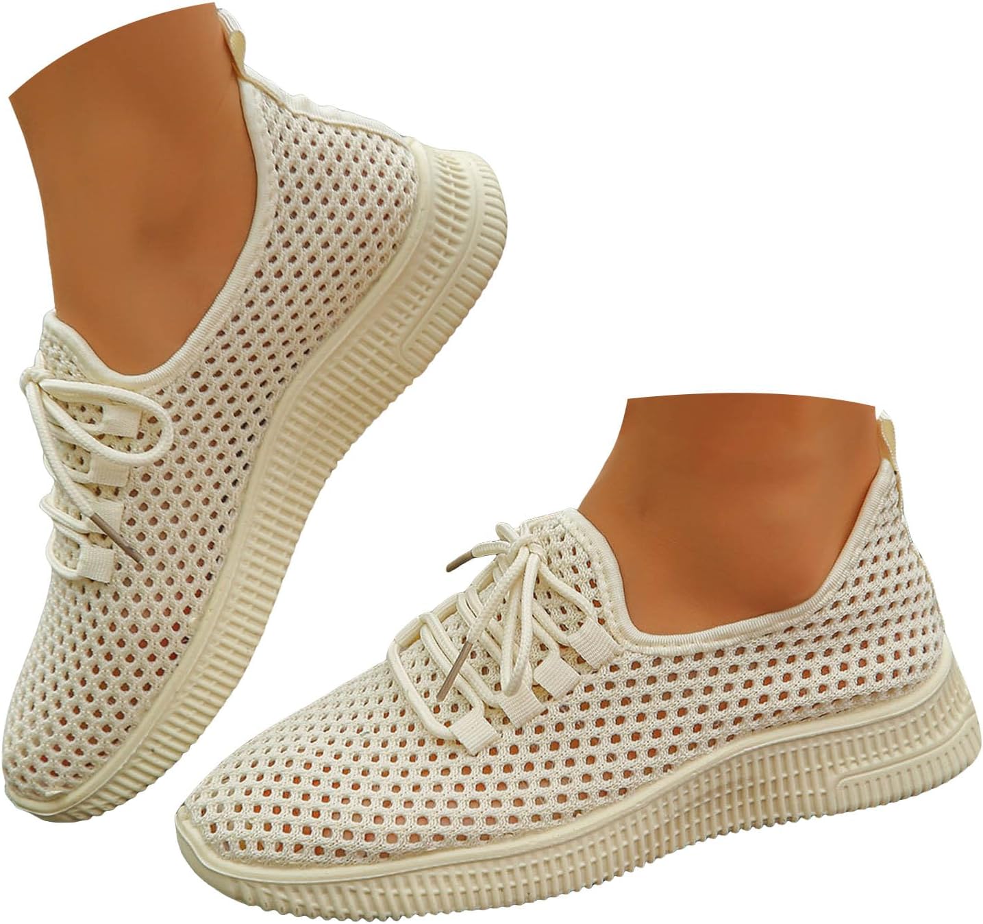 Women Mesh Lace up Sneakers Platforms Round Toe Sports Casual Shoes
