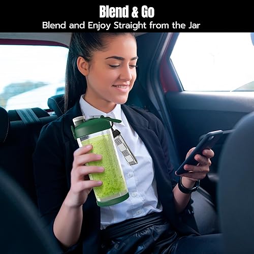 Miniatura 7 de SSKAWorldwide - Licuadora portátil de 21 onzas, licuadora pequeña recargable con 6 cuchillas, licuadora personal para el hogar, oficina, gimnasio,