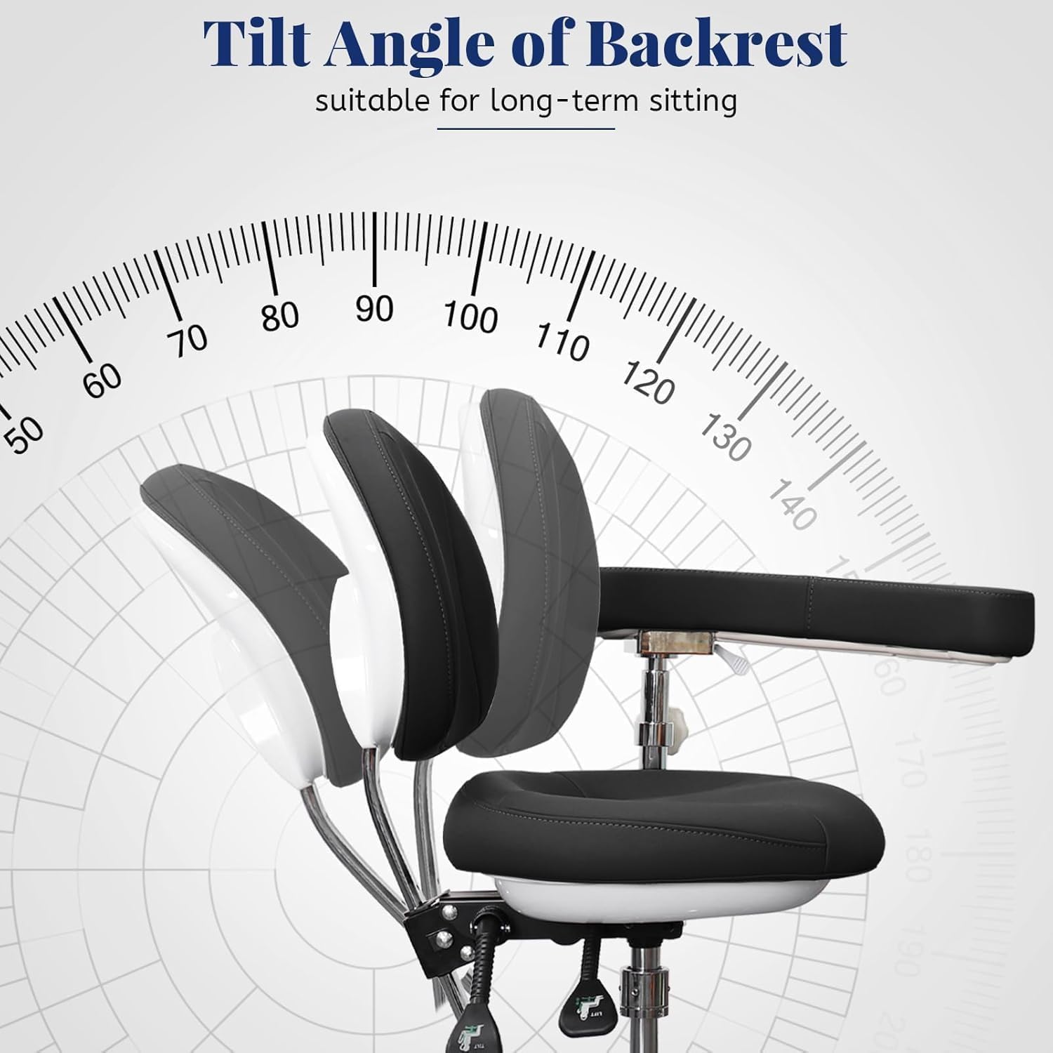 Medical Dental Assistant Chair with Rotatable Armrest Rolling Medical Chair Ergonomic Swivel Seating Back Support Dentist Stool for Clinics, Dental Offices, Labs-Black