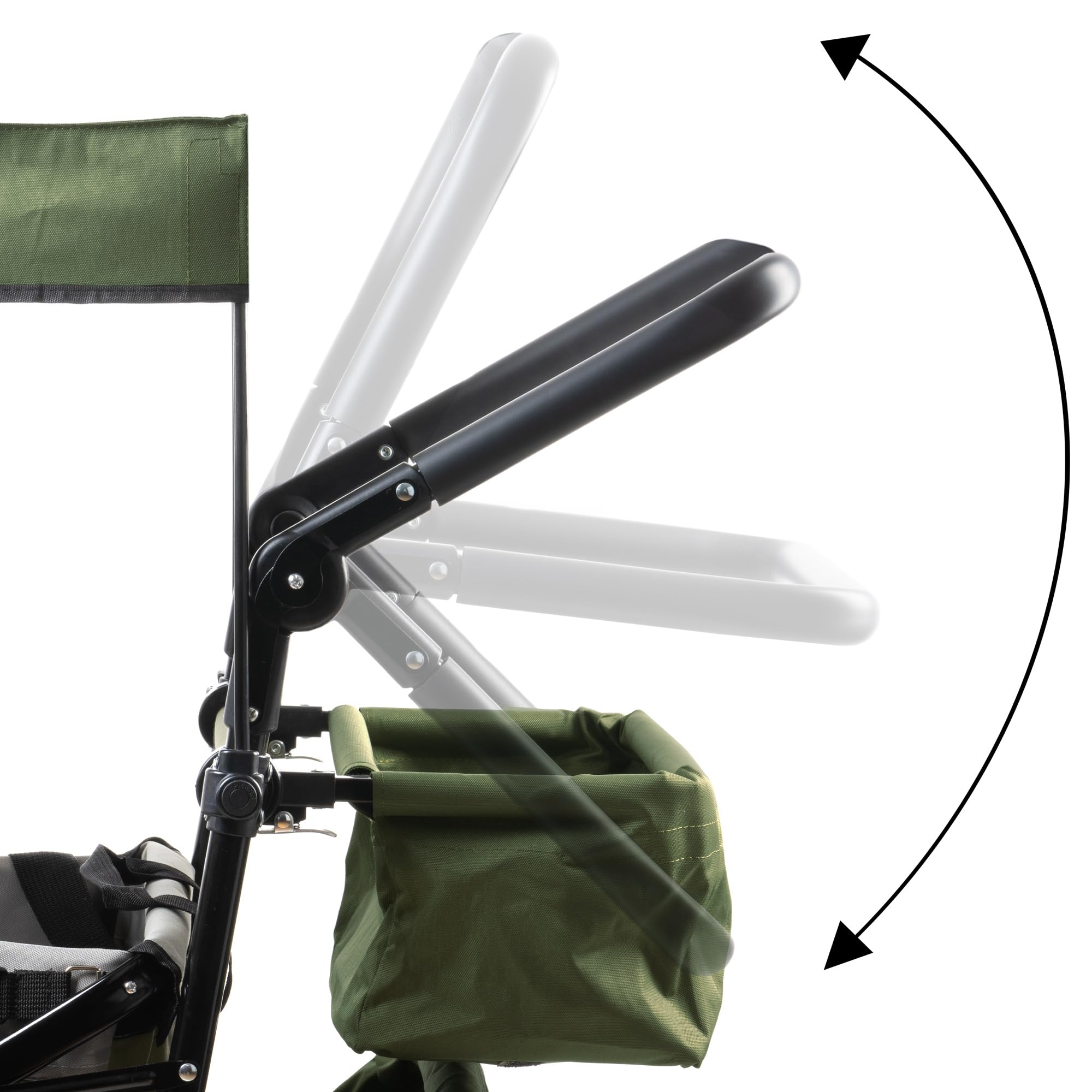 Zelsius Chariot de transport pliable avec toit | Vert/gris | Chariot de transport avec système de sangle | Chariot à main pliable | Chariot de jardin pliable avec toit pare-soleil et diable de