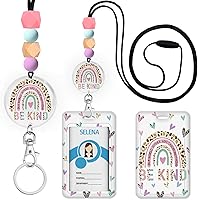 Vista 27 de Cordones arcoíris para profesores para tarjetas de identificación y llaves, lindo cordón de silicona con cuentas separables para mujeres