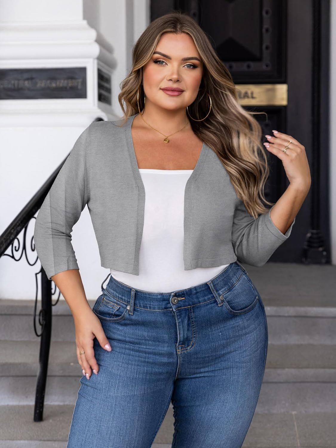 Women's Plus Size Bolero Shrug Cropped Cardigan Sweaters (XL-4XL) - Image 5