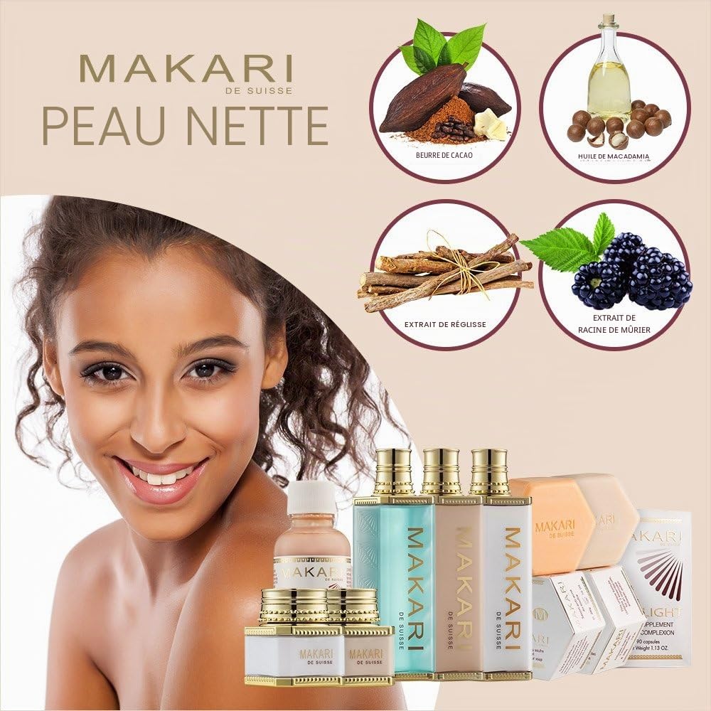 MakariClassic Lait de BeautéÉclaircissant 4.75 fl.oz.Laitéclaircissantethydratant pour le corps à base de Végéclairine™ – Soinéclaircissant anti-taches, cicatrices acnéiques et vergetures.