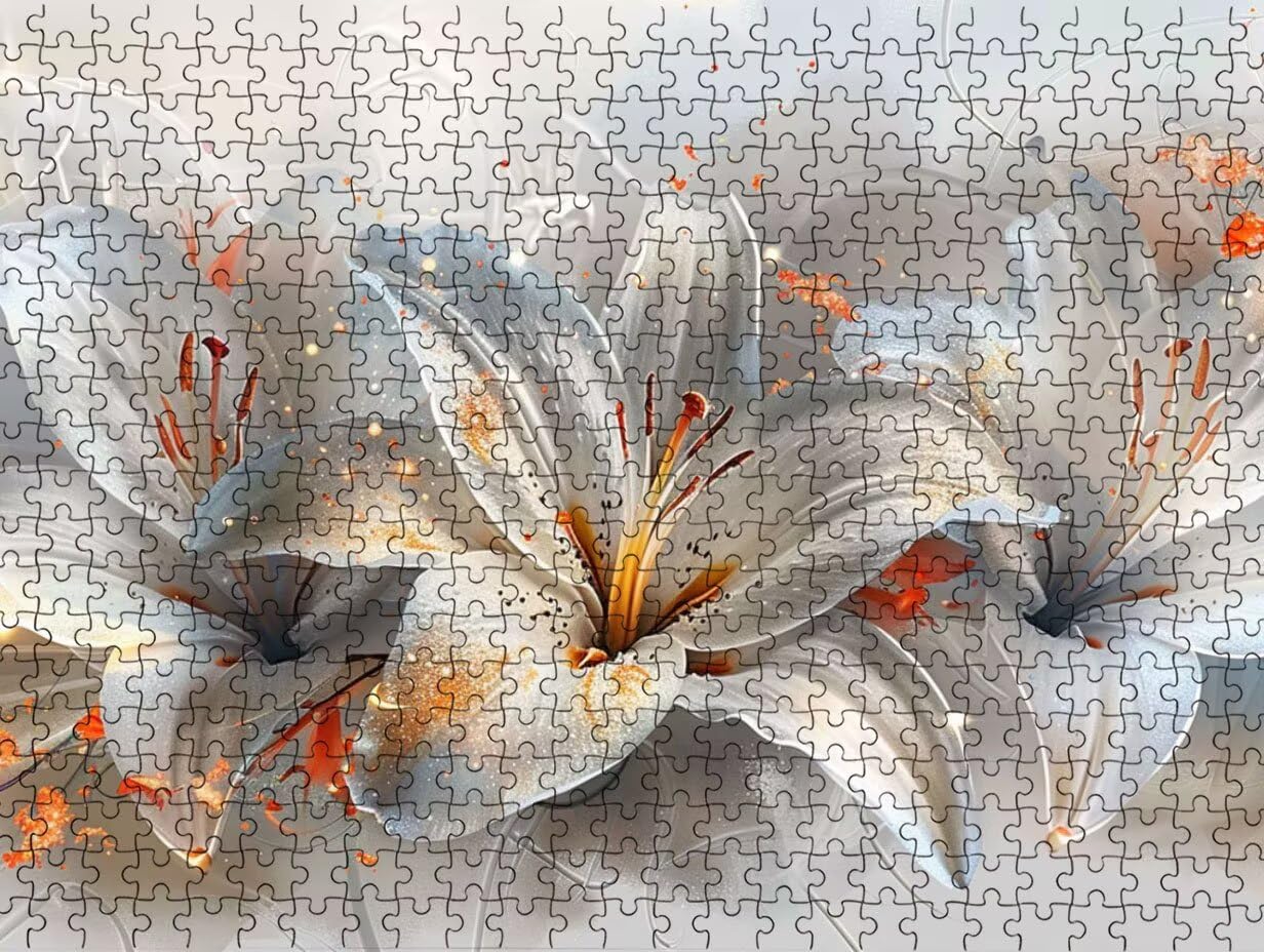 Puzzle 1000 elementów dla dorosłych, białe lilie, klasyczne puzzle YHPGL3