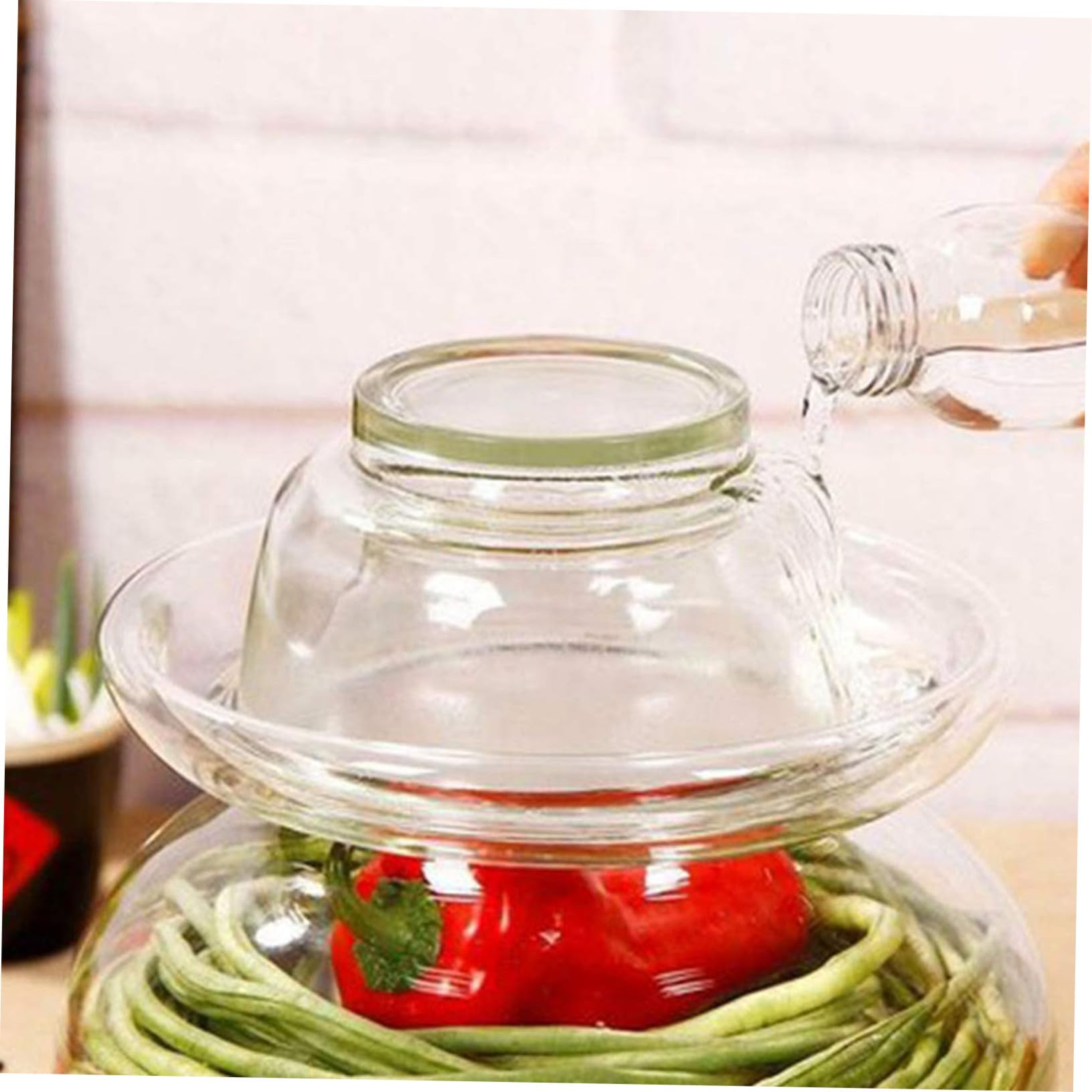 FRCOLOR Tarro de Cristal para Encurtidos de Cocina 5 Litros, Vidrio Borosilicato Resistente al Calor, Sellado Hermético para Conservar Alimentos Frescos y Secos, Adecuado para