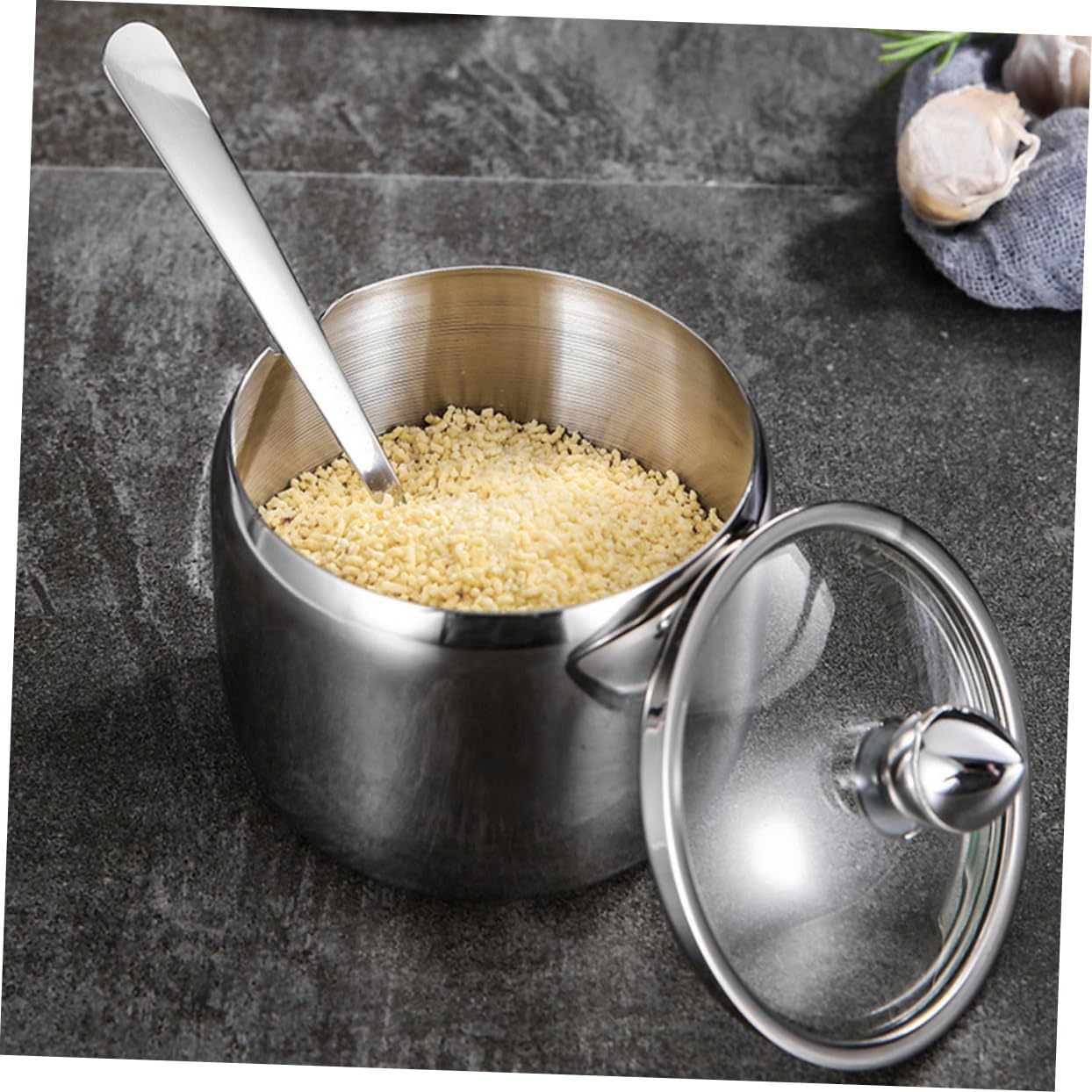 Ciieeo Tarro De Especias De Acero Inoxidable Recipiente Para Especias Frasco Para Condimentos Botes De Acero Inoxidable Tarros Con Base Para Cocina