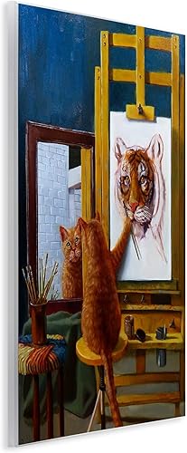 Miniatura 3 de Stupell Industries Cat Confidence Autorretrato como tigre divertido pintura de pared, 13 x 19 pulgadas