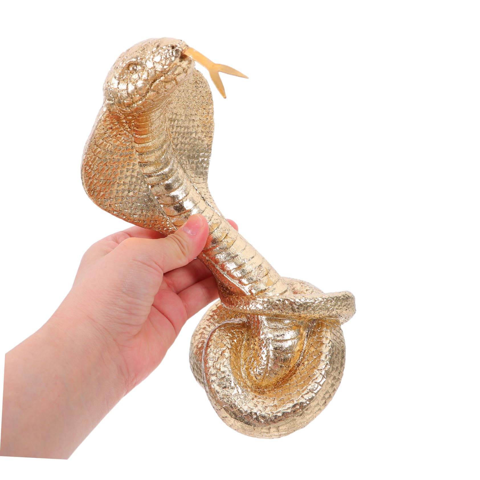 Generic Posąg kobry z żywicy złota figurka zwierzątko na Feng Shui dekoracje biurowe Lucky Snake figurka kolekcjonerska dekoracja wewnątrz i na zewnątrz