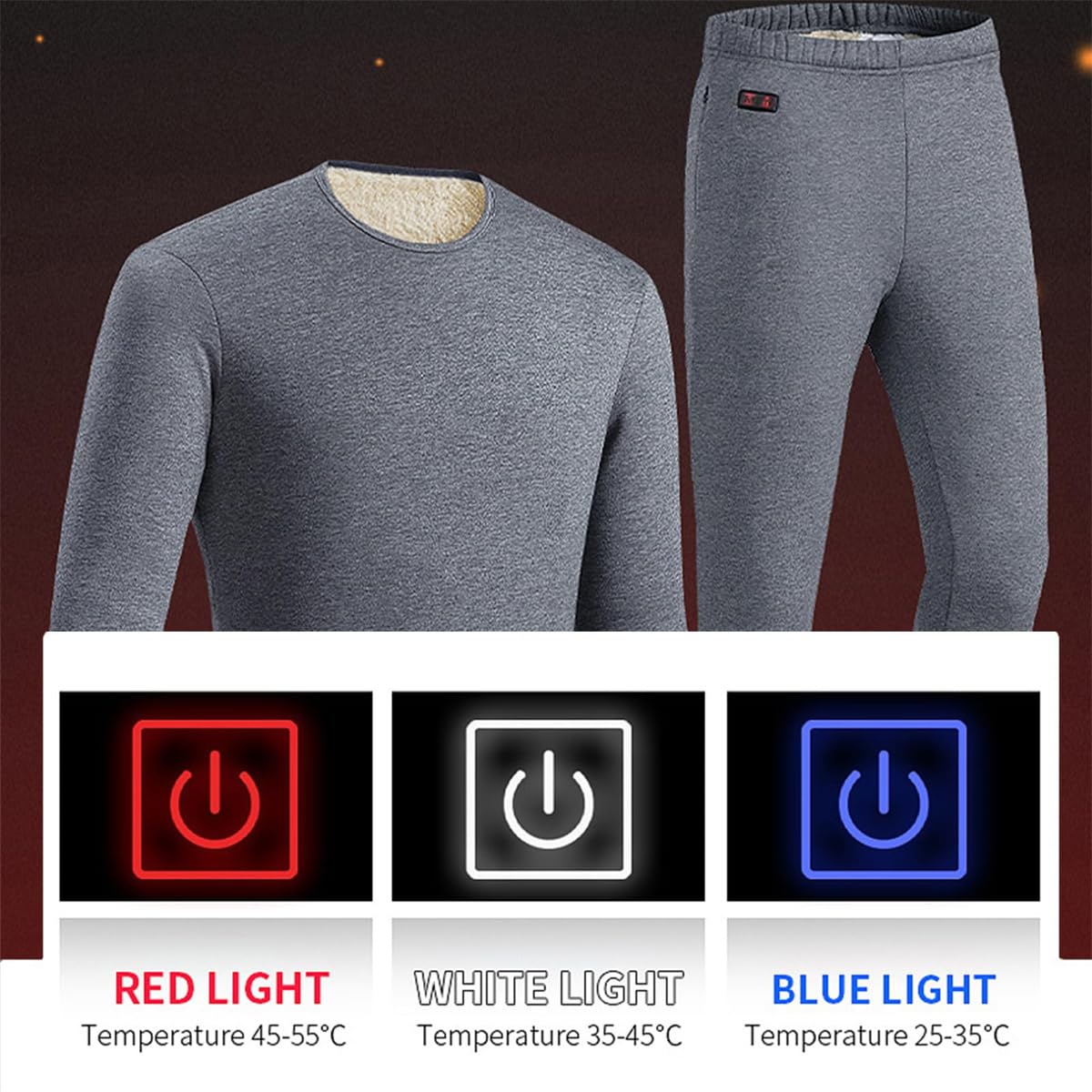 Conjunto de Ropa Interior térmica con 28 Zonas de Calor, Capa Base con Forro Polar térmico, Ropa Interior cálida para Trabajar al Aire Libre.