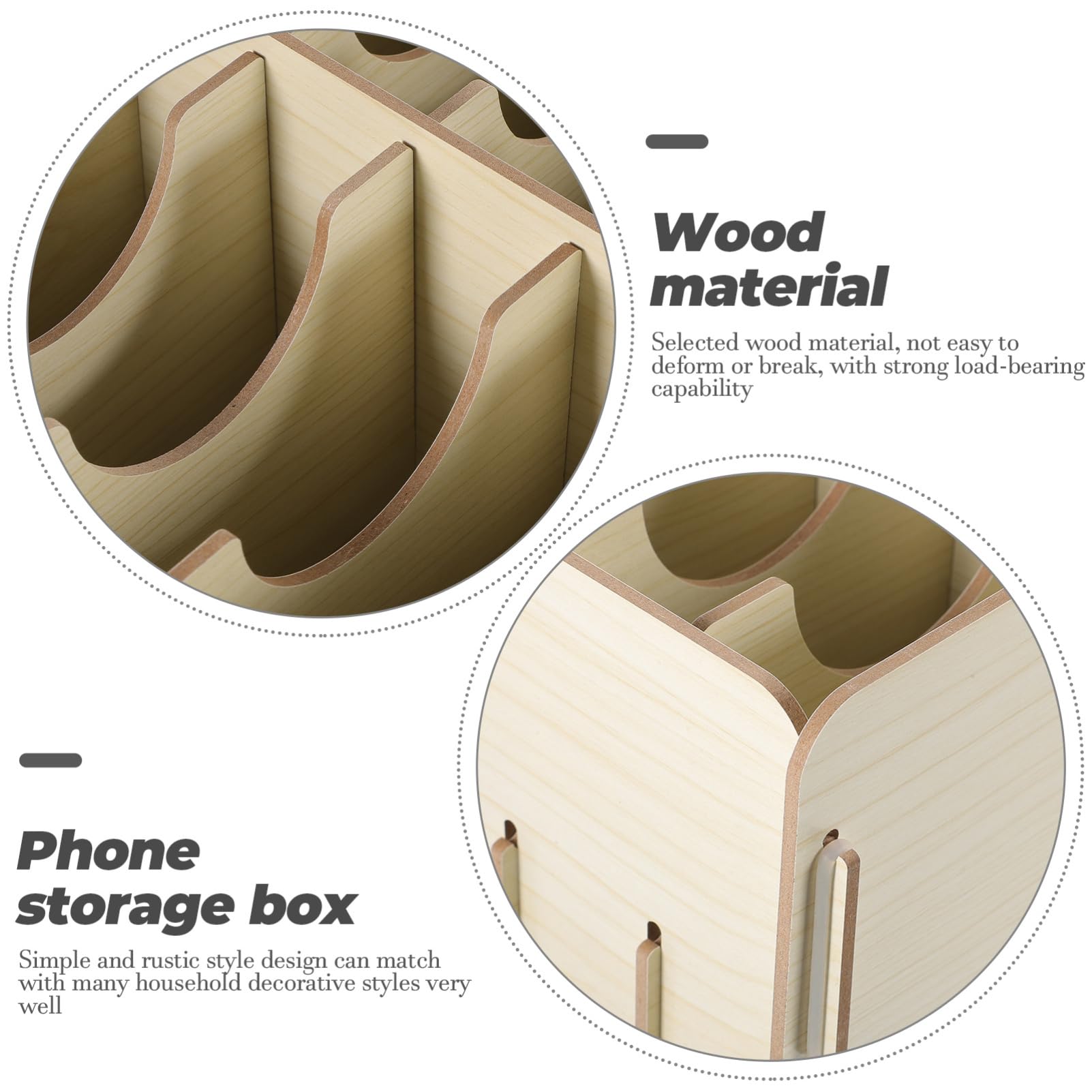 NUOBESTY Portaoggetti in Legno per Telefono Cellulare Supporto da Tavolo Organizer da Scrivania Scomparti Multipli Espositore per Telefono Scatola Portaoggetti da Ufficio