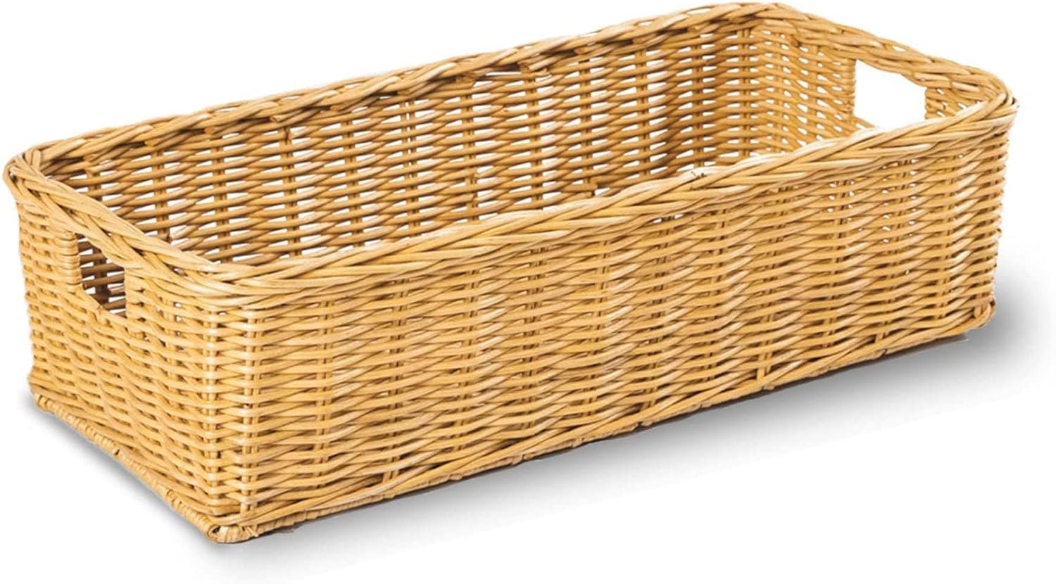 The Basket Lady Long Low Wicker Basket, Extra Large, 28.5 in L x 15 in W x 9 in H, Antique Walnut Brown