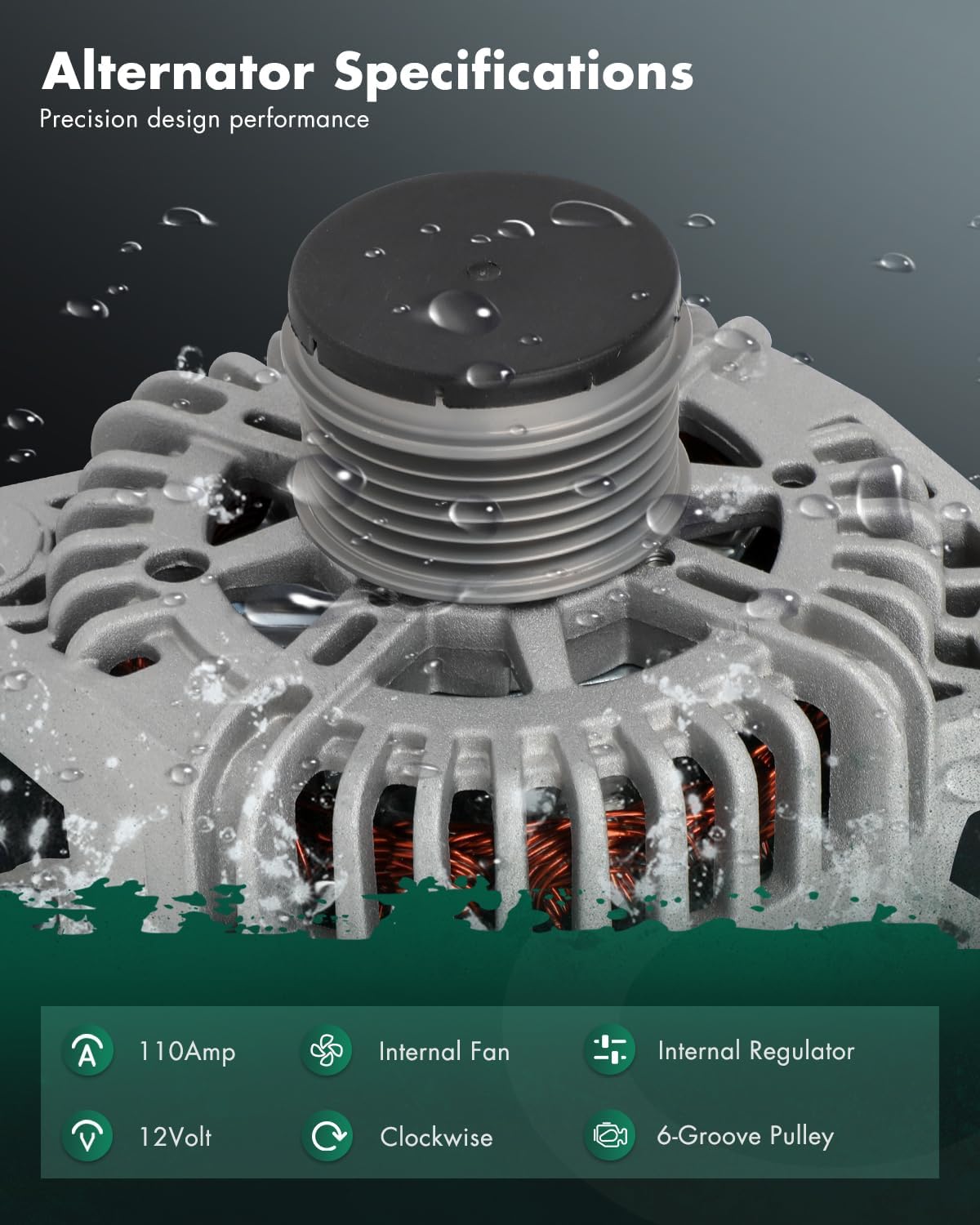 SCITOO Alternator Fits for Hyundai Sonata 2.0L 2011-2014, Santa Fe 2.4L 2010-2012, Fit for Kia Optima 2.0L 2012-2013, for Sorento 2.4L 2011-2012- 12V 110Amp CW 6-Groove Pulley, OE# 11493