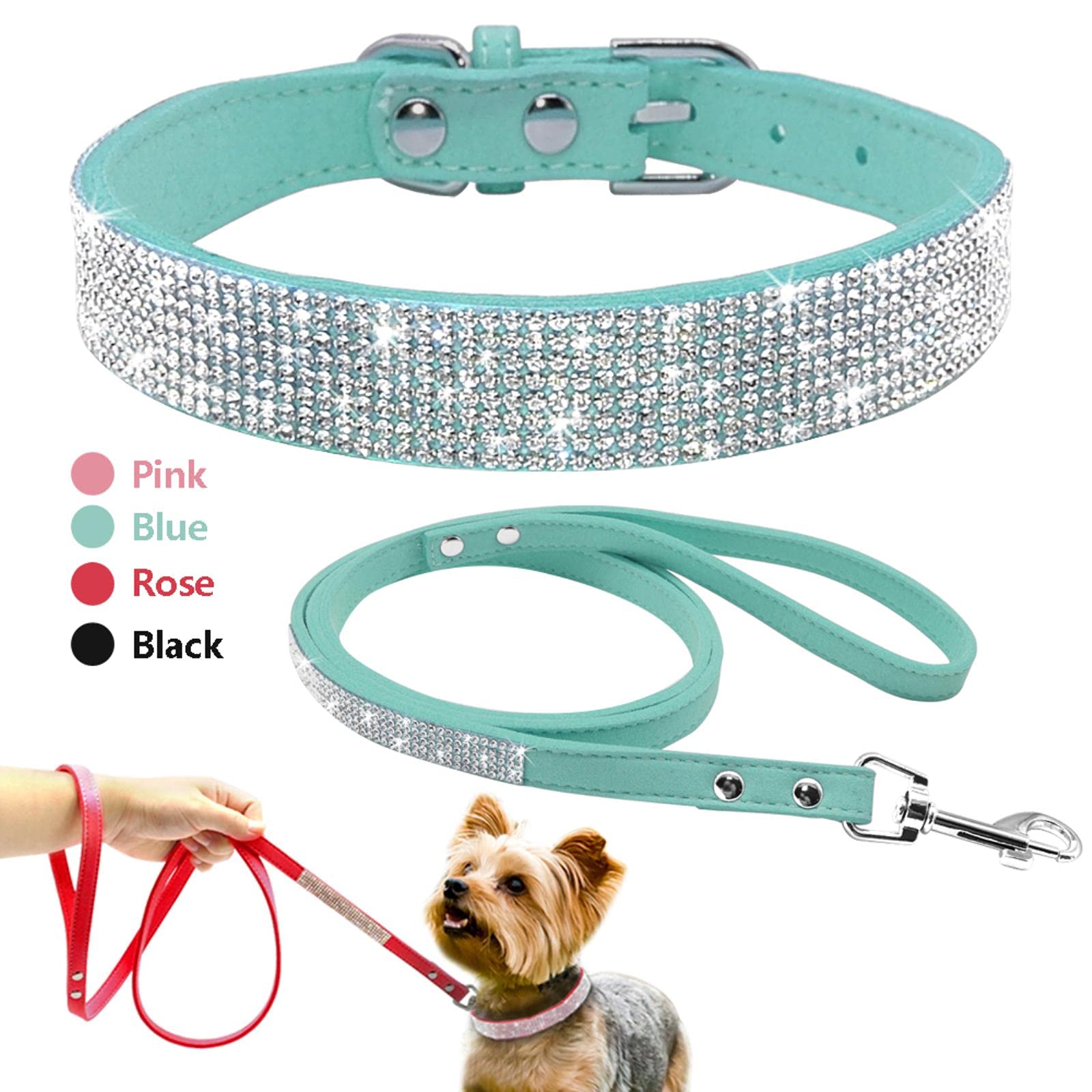 Balacoo Hundeleine Mit Strasssteinen – PU-Leder, 120 Cm, Glitzernd Für Kleine Hunde