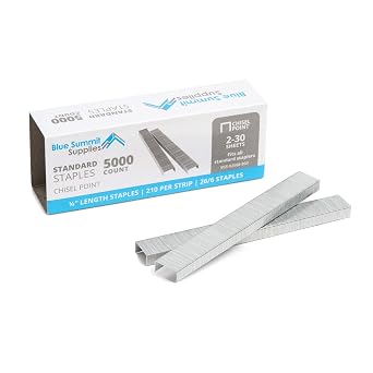 Blue Summit Supplies 50,000 Staples, 1/4 26/6, Chisel Point, Jam Free | standard 26/6 staples, 210 per strip, 10 boxes of 5000, fits standard staplers, for office and school use