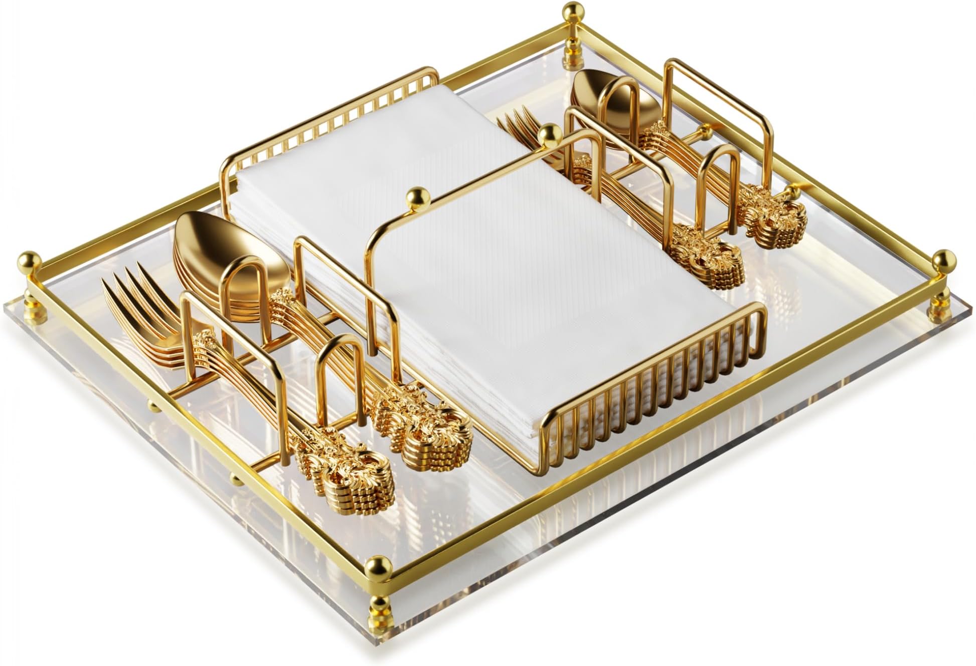 Sorfey Metal/Acrylic Cutlery Holder for Table,For Party&Picnic, Silverware Caddy, Napkin&utensil Organizer.