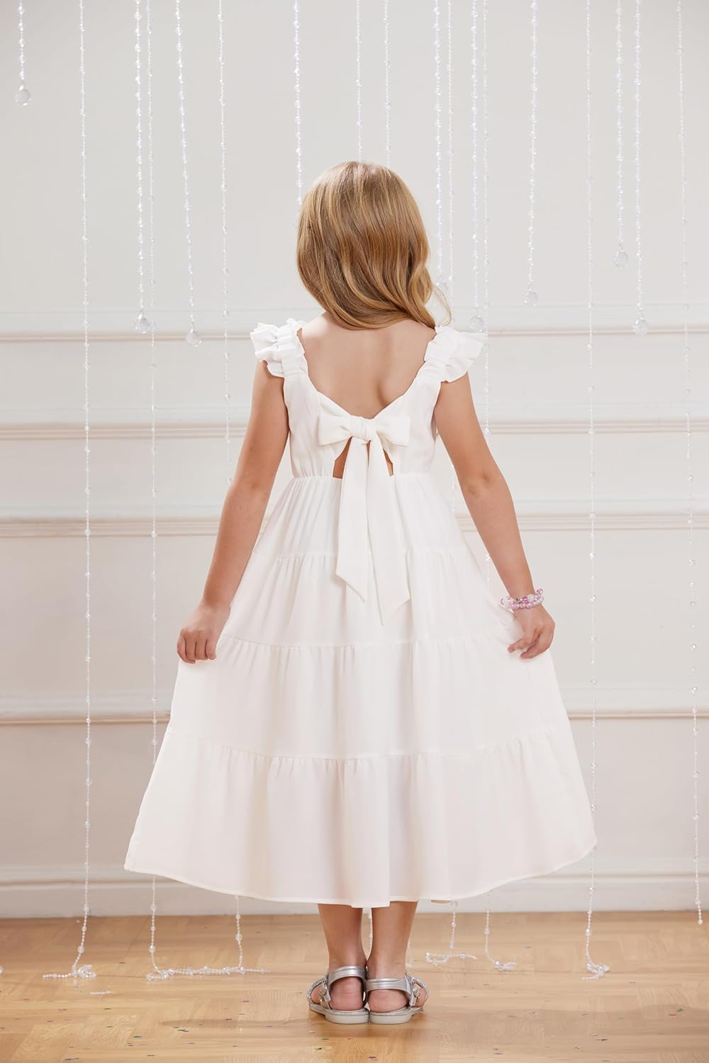 GRACE KARIN Girls Dress Summer Tie Back Party Dress Ruffle Sleeve Smoke Tiered Special Occasions Maxi Tween Dresses Size 5-14 - Image 5