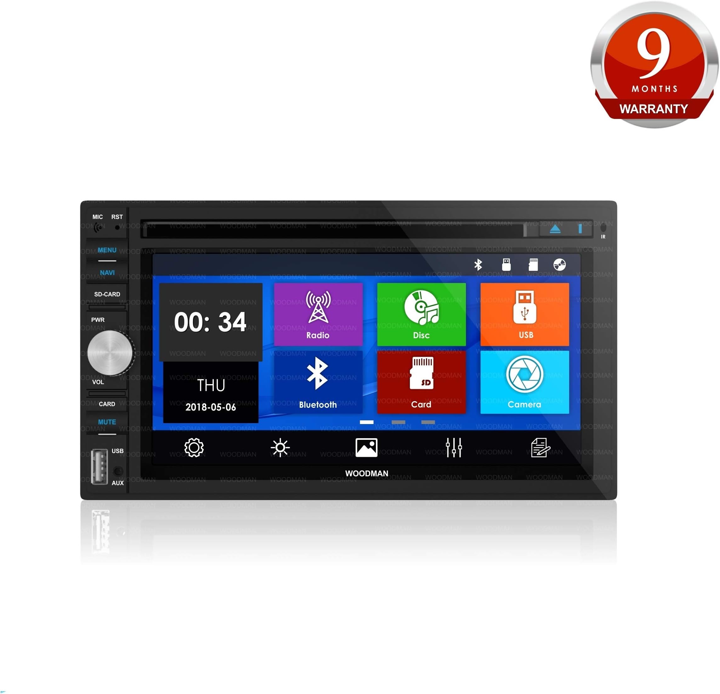 Woodman WM-8080 Double Din Car Stereo (Black)