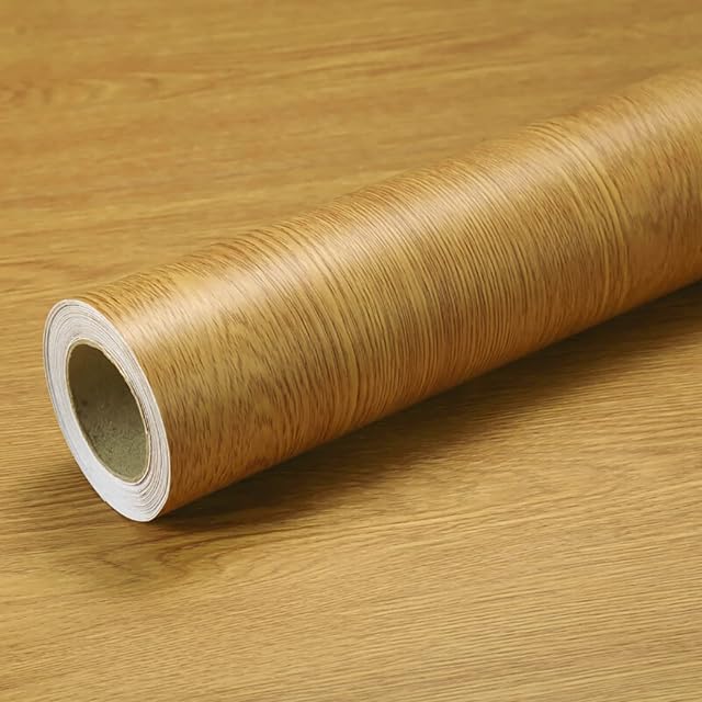 Hode Self Adhesive Wallpaper 40cm X 3m Wood Grain Brown Paper Sticky Back Plastic Roll Peel and Stick Waterproof Removable Vinyl Film for Furniture Bedroom Kitchen Wall