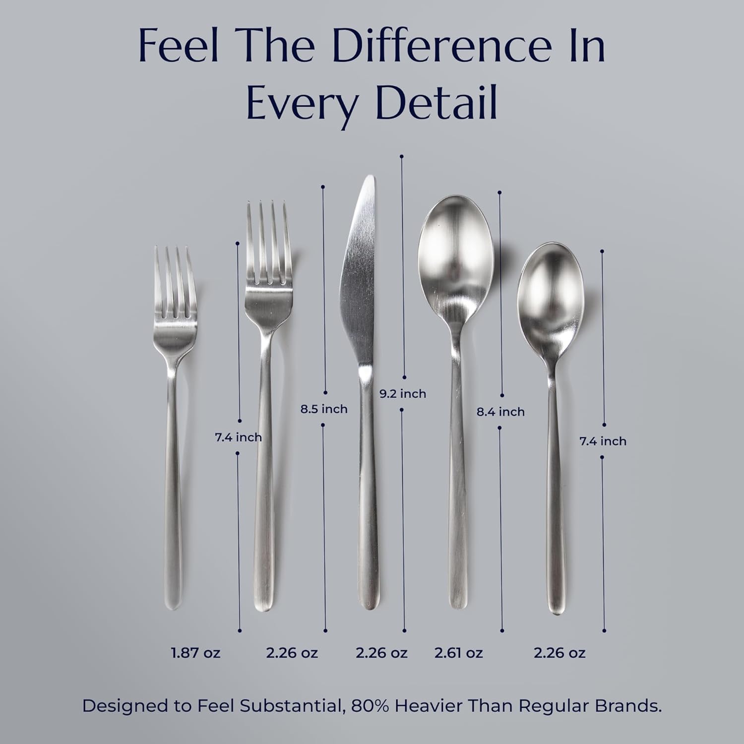 JazzUpCo Haelynn 2.0 Flatware non toxic 18/10 stainless steel dishwasher safe (Matte Silver, 4 Person Set (20 Pieces))