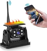 Hodozzy Wireless WiFi Stable Solar Rear View Camera, 1080P Waterproof Camera with Night Vision, Solar Charging, Backup Assist, Rechargeable for Car