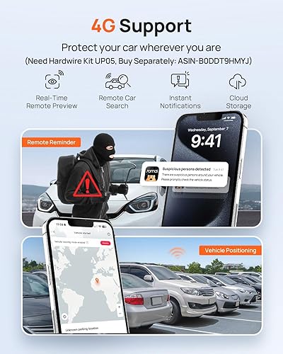 Miniatura 5 de 70mai Cámara de tablero A810 4K frontal y trasera, cámara de tablero doble para automóviles con visión nocturna Starvis 2 HDR, soporte 4G LTE, ADAS,