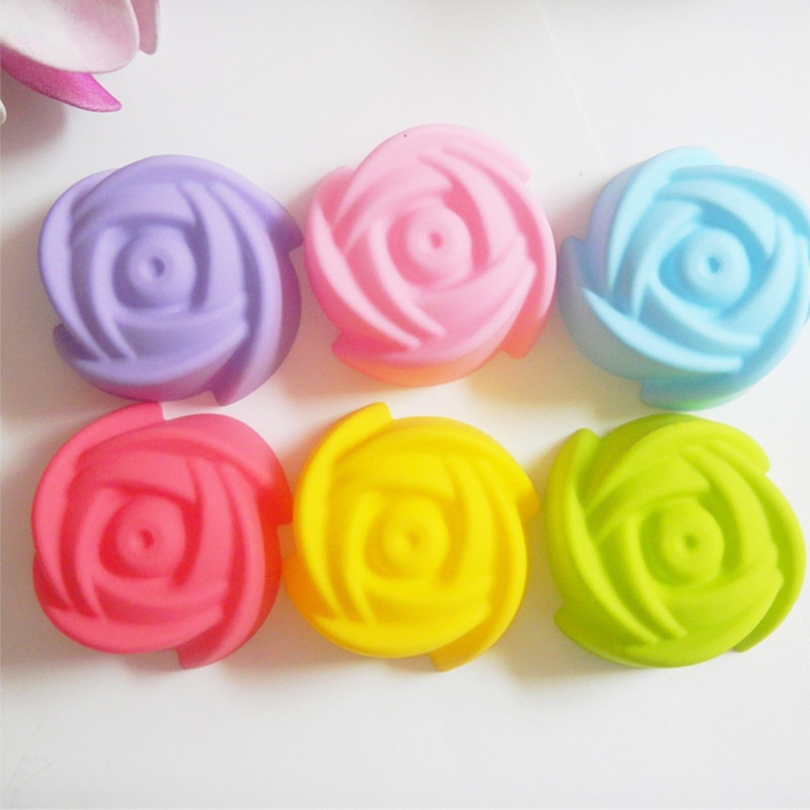 5p Silicone Rose Muffin Cup Cake Baking Mold Chocolate Jelly Maker Mould