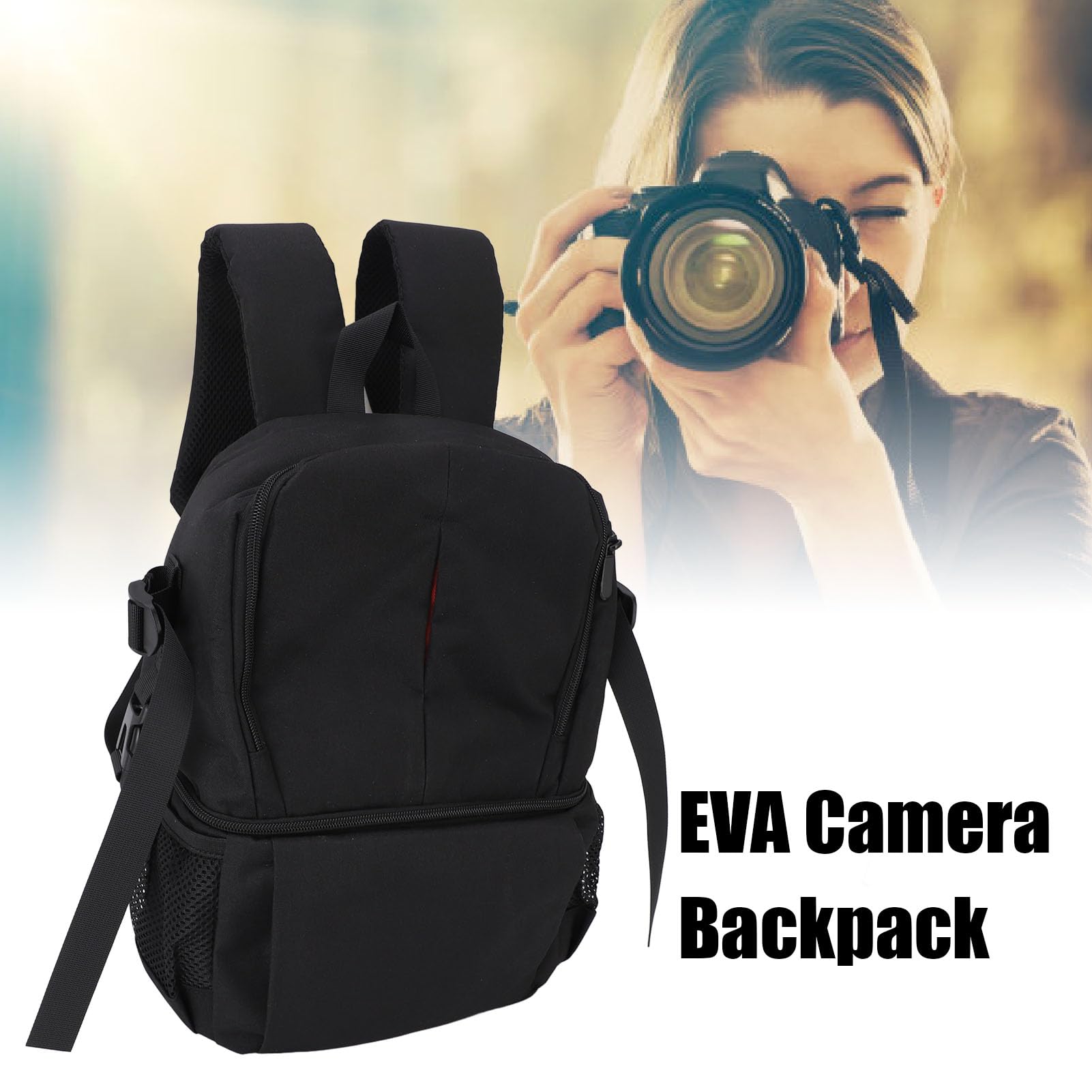 Zaino per fotocamera da viaggio Borsa a doppia spalla EVA per fotocamere reflex mirrorless fotografia (negro)