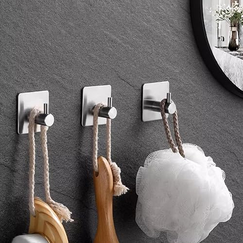 Miniatura 6 de 2 ganchos adhesivos de pared, impermeables, ganchos de ducha de acero inoxidable para baños, cocinas y oficinas (blanco)