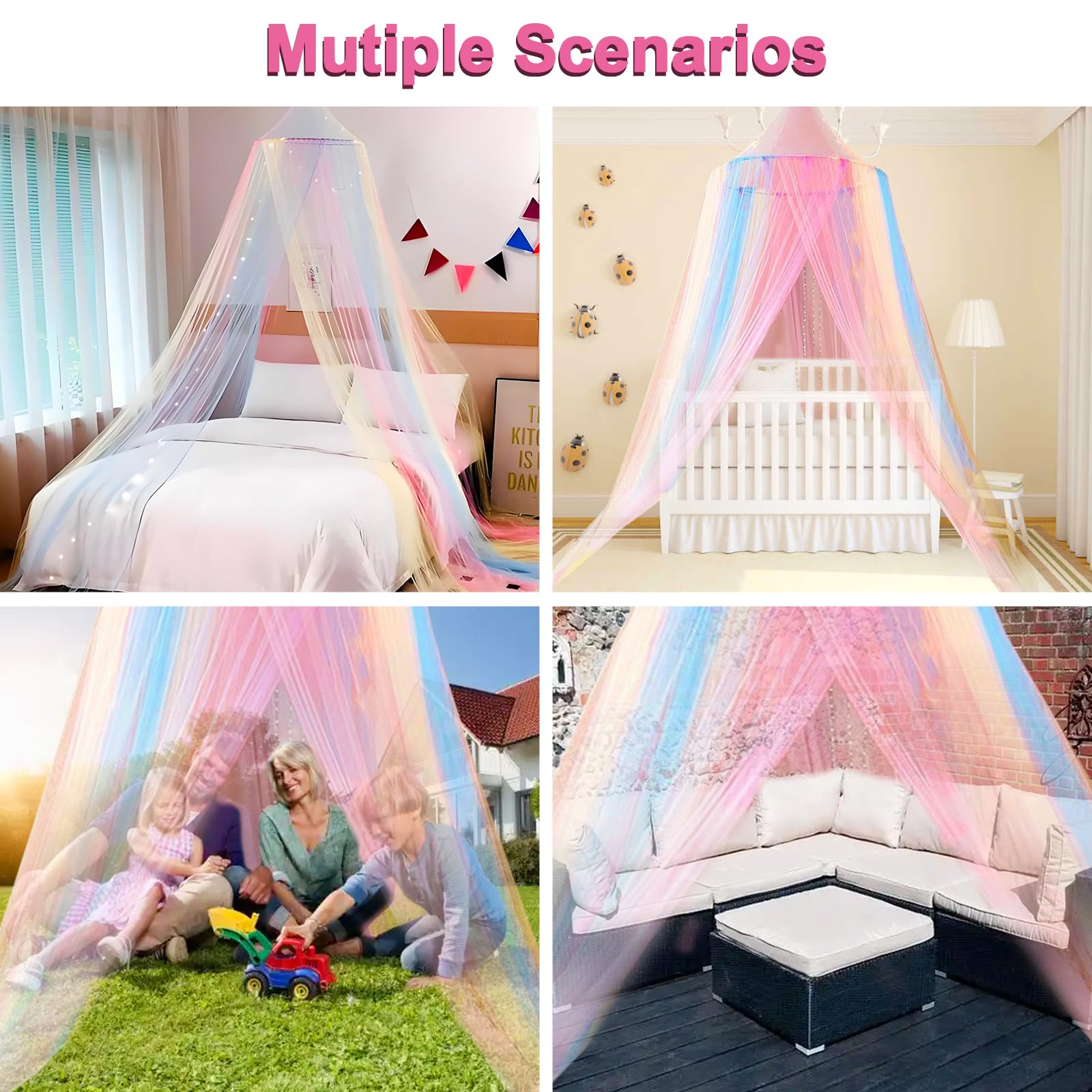 Forhome Dosel de Cama Iris,mosquitera Colgante,Dosel Cama niños,mosquiteras de Viaje para Cama,mosquiteras para Viajes y hogar, Interior y Exterior