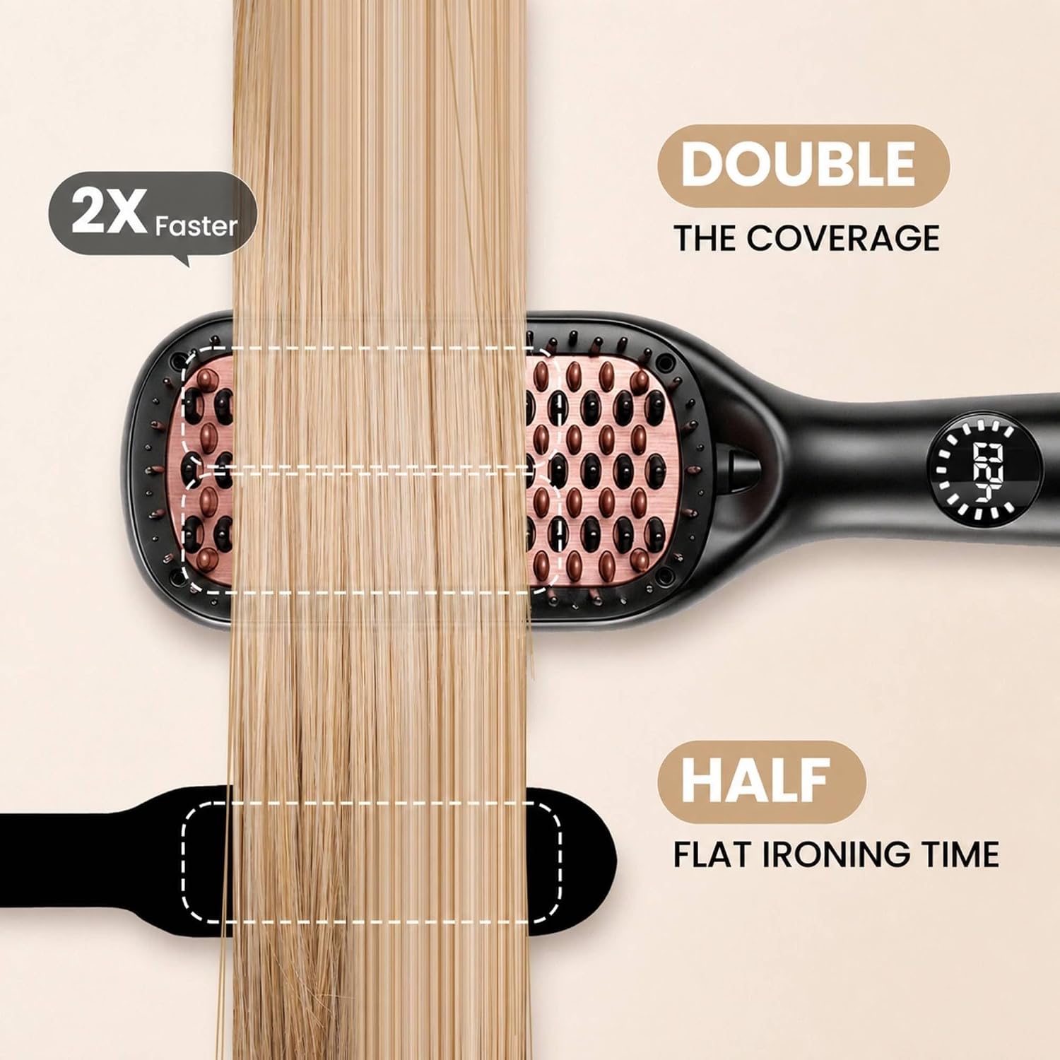 Hair Straightener Brush, Black