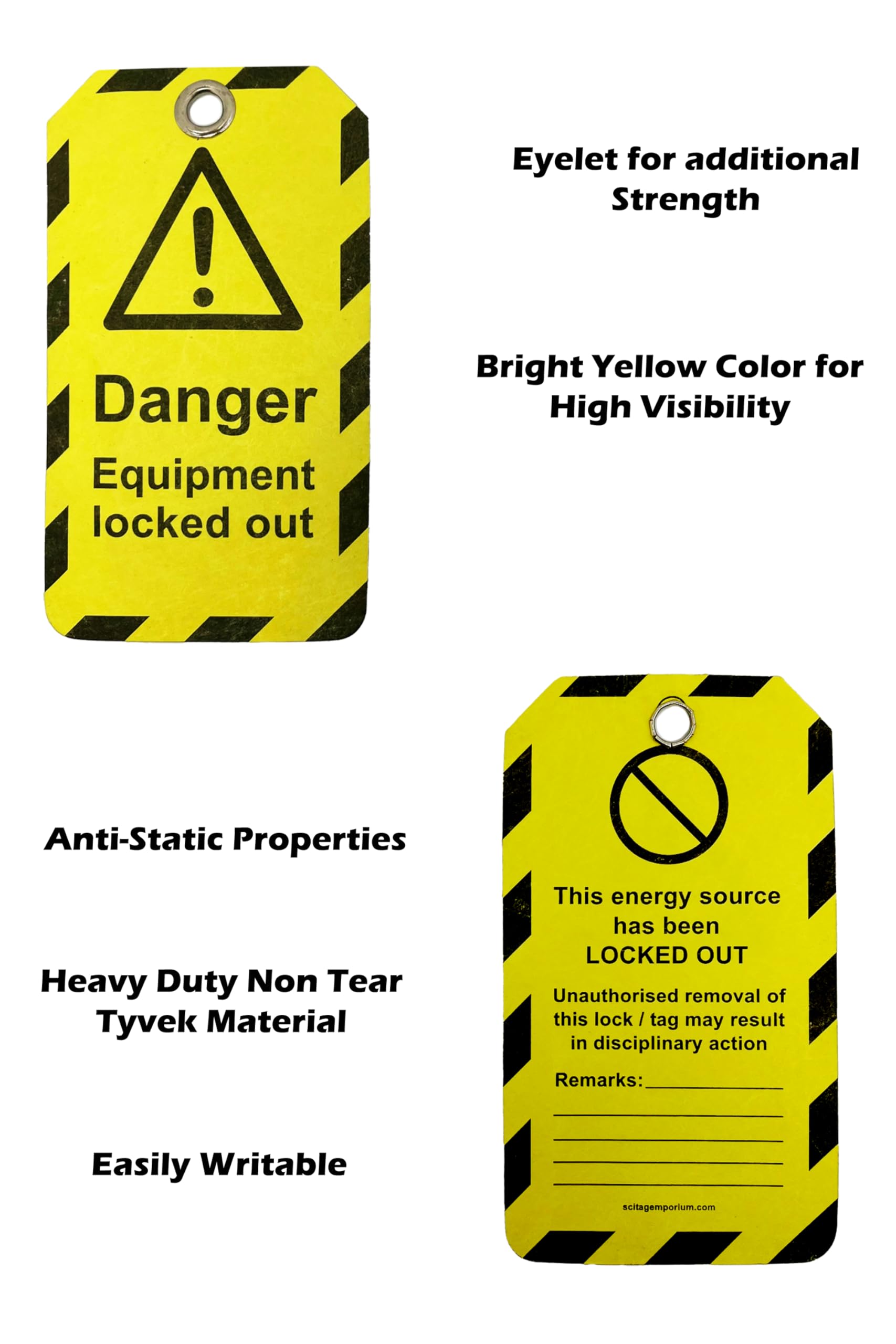 SciTag Emporium 40 Lockout Tagout Tags, with 40 Zip Ties, Anti Static, Danger Equipment Locked Out Tags, OSHA Compliant, Loto Tags, Tear Resistant & Weatherproof, 5.1