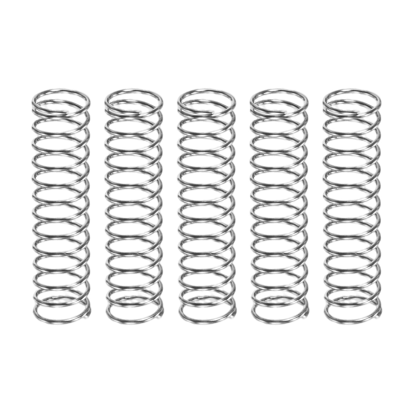 M METERXITY 5-Pack Compression Springs, 20mm Length 5mm OD 304 Stainless Steel Pruner Replacement Springs for Garden Tool/DIY/Mechanical Repair Replacement [Silver Tone, 0.4mm Wire Size] — image 1