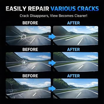 4Pcs Car Windscreen Repair Kit- Windscreen Chip & Crack Repair Kit,Scratch Remover Kit for Cars,Quick & Easy Windshield Glass Scratch Repair Tool,Quick and Long-lasting,Easy to Use,Wide Application
