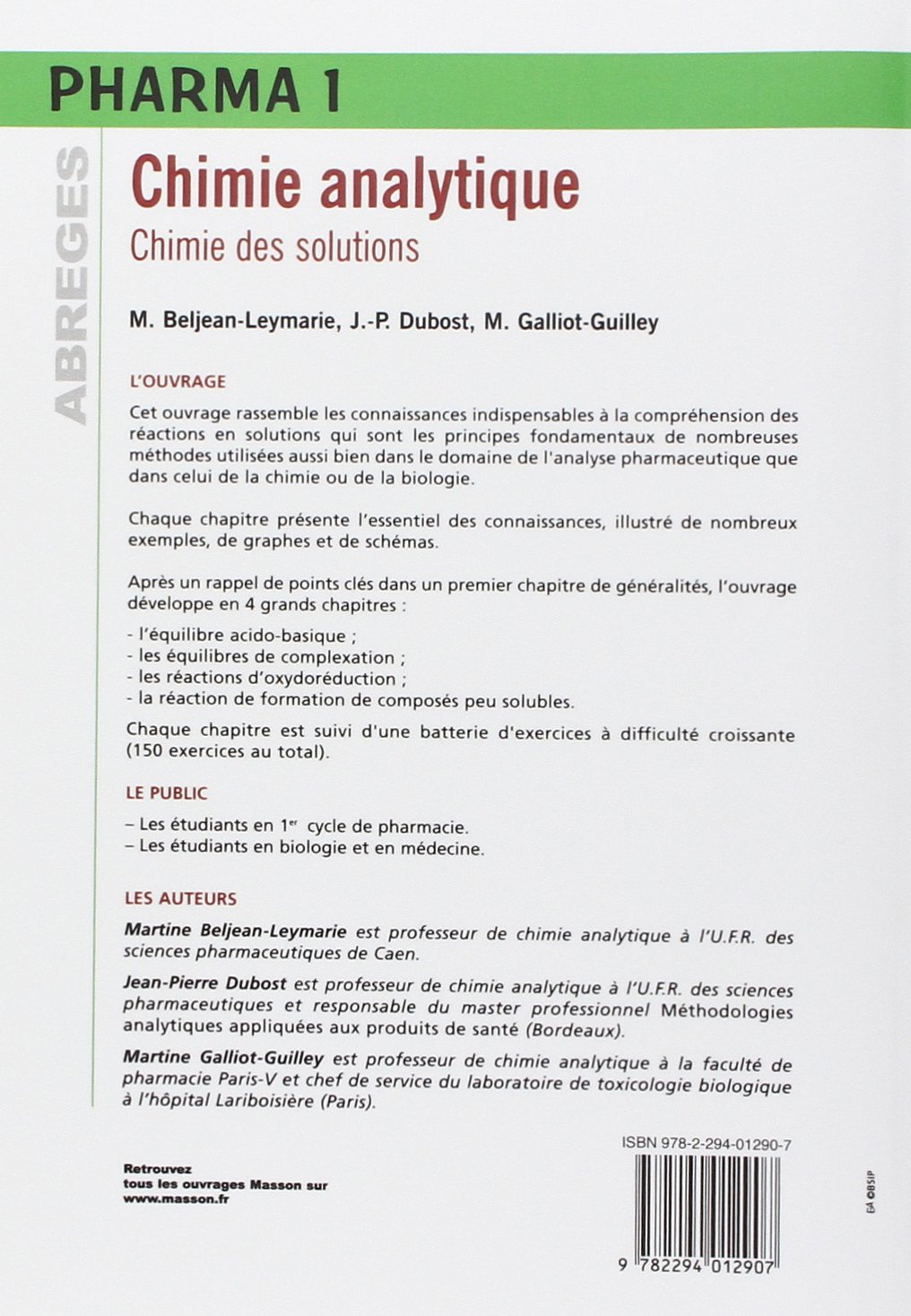 Chimie analytique : chimie des solutions: POD