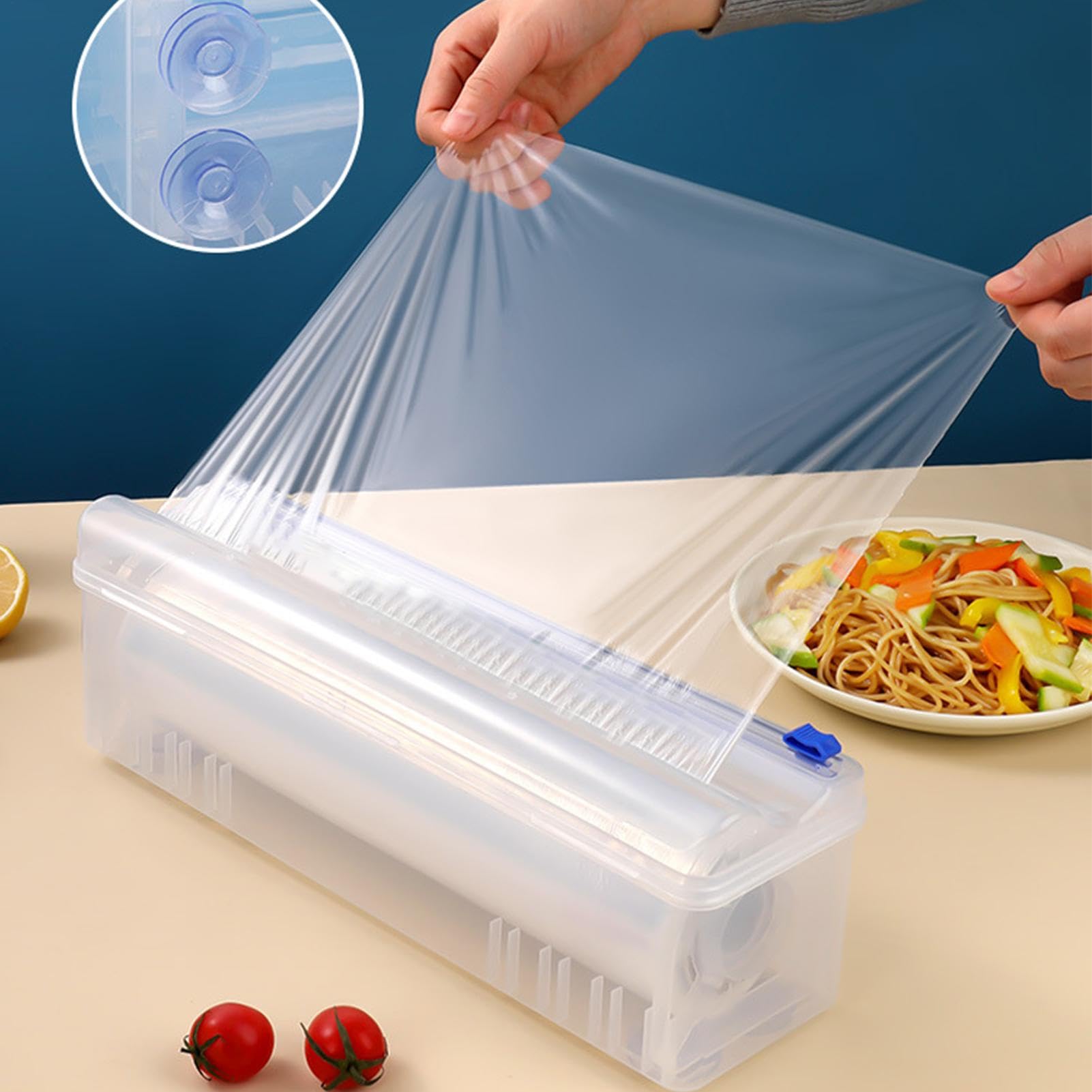 Distributeur de film étirable de 45 cm avec cutter, distributeur de film étirable et cutter, distributeur de papier alimentaire rechargeable avec cutter coulissant pour la maison et la cuisine