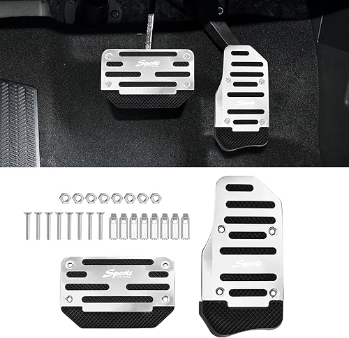 Miniatura 8 de Zufoty 2 almohadillas antideslizantes de aleación de aluminio para automóvil, pedal de freno de automóvil, cubierta de almohadilla de pedal de