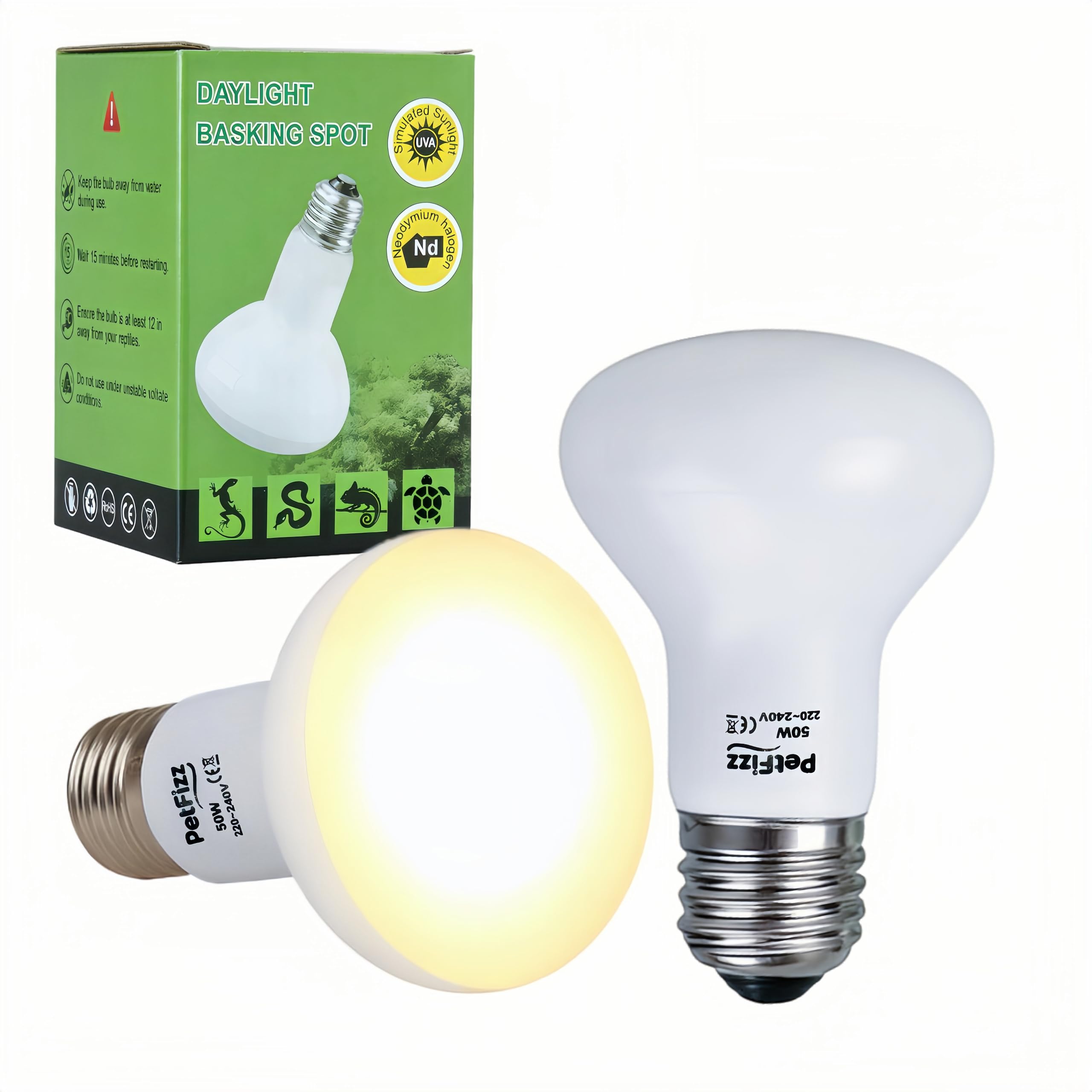 Reptile Heat Lamp Bulb 100W-2Pack, Daylight Basking Spot Lamp Bulb, E27 Vivarium Tortoise Light for Reptile, Bearded Dragon, Lizard, Snake — view 8