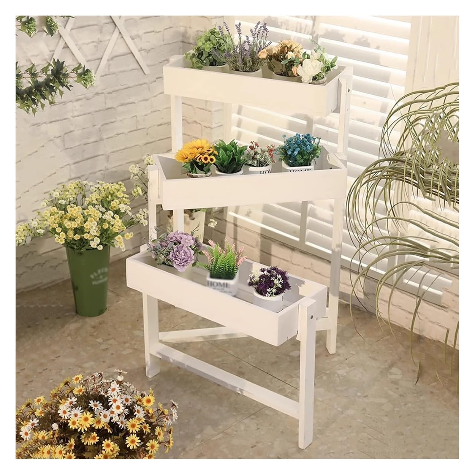 Support pour plantes en bois à trois niveaux, gagnez de la place et de la lumière
