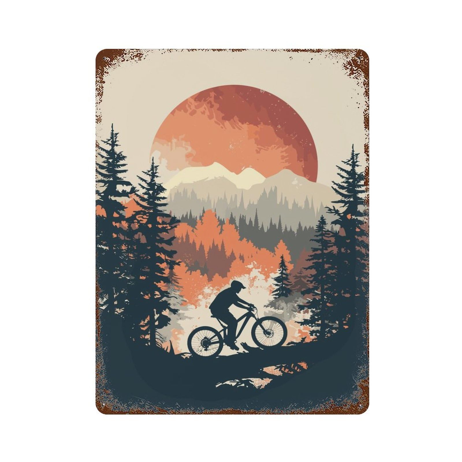 Vintage Mountainbike Decorative Tin Sign 15.7"x11.8", for Bistro, Counter And Cafe Decor, Retro Wall Decor