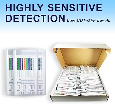 12 Panel Kits Oral Saliva Screening Kit Rapid Home Mouth Swab Screen Kit Ideal for Home Use AMP01 BAR01 BUP01 BZO01 COC01 MAMP01 MTD01 OPI01 OXY01 PCP01 THC01 ALCO (5 Pack)