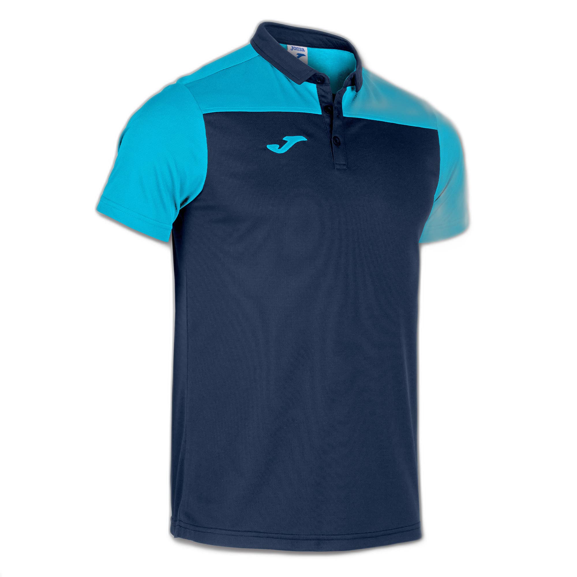 Joma Polo Brand Model Polo Short Sleeve Hobby II Navy Turquoise Fluorescent