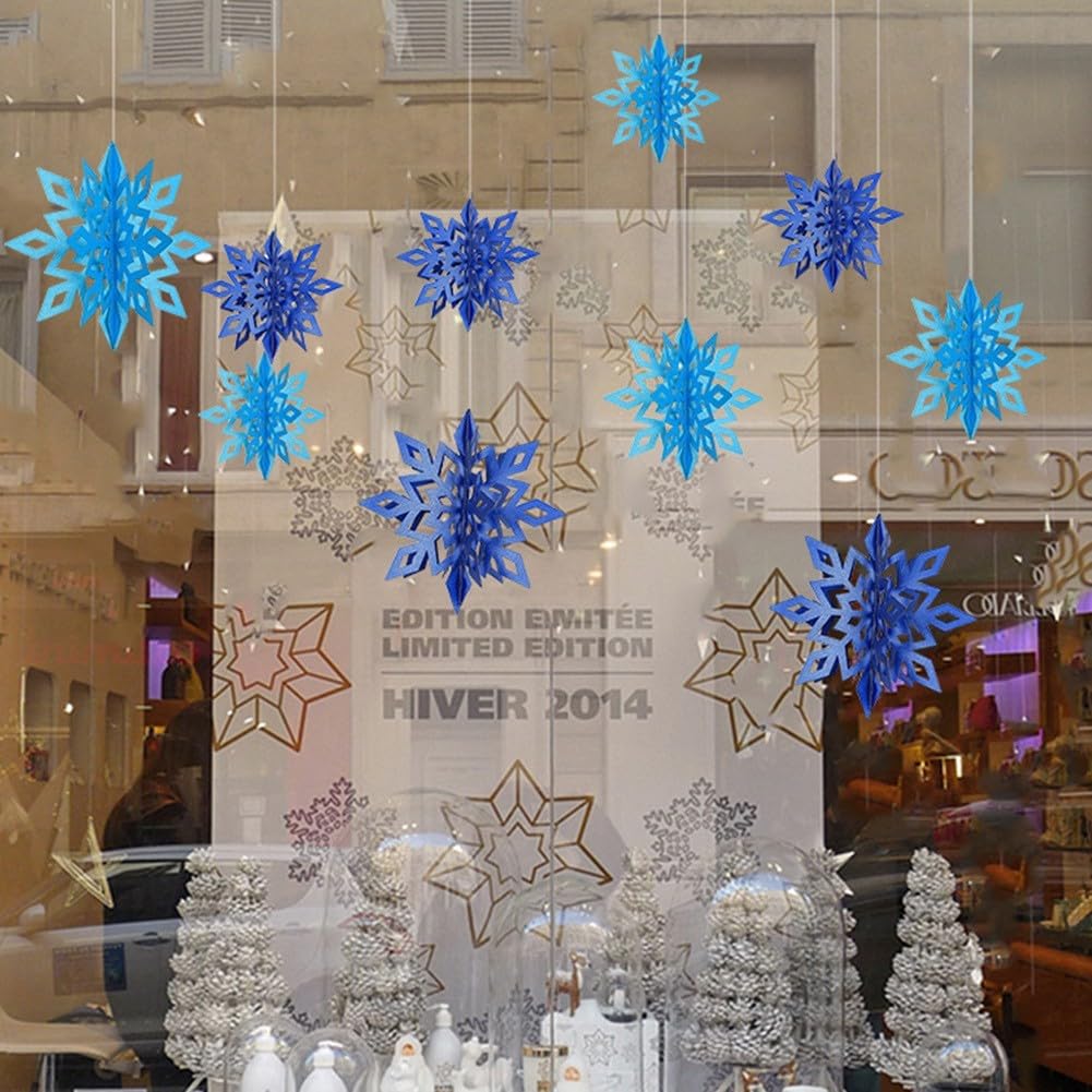 3D Sneeuwvlok Plafond Decor 6 stks Charmante Sneeuwvlokken voor Vakantie Sfeer (Goud