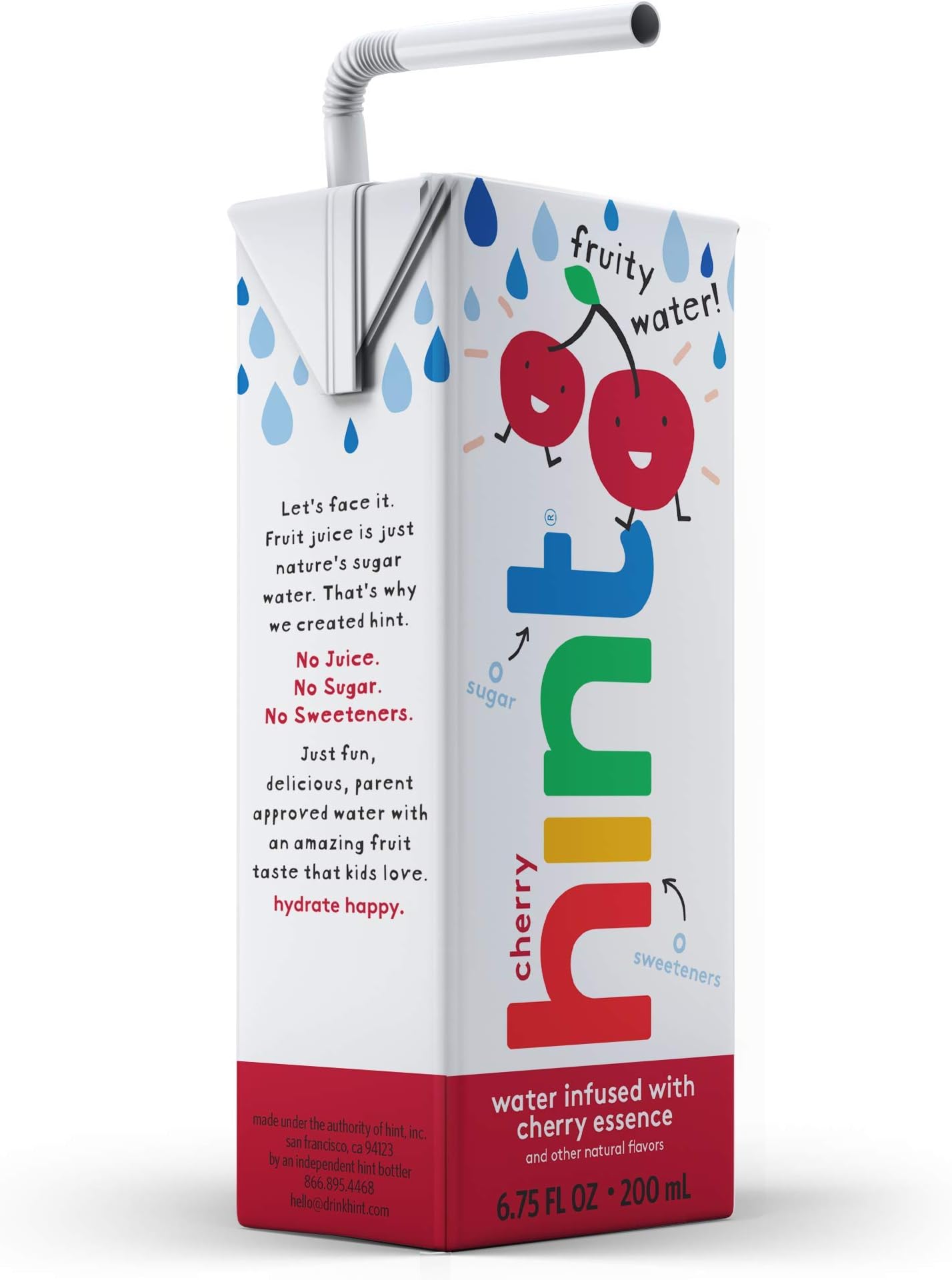 Hint Kids Water Cherry, Pure Water Infused Cherry, Zero Sugar, Zero Calories, Zero Sweeteners, Zero Preservatives, Zero Artificial Flavors, 6.75 Fl Oz (Pack of 32)