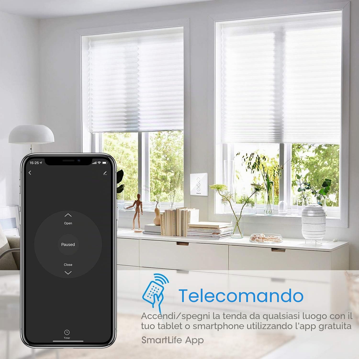 Maxcio Maxcio - Timer intelligente per tapparelle, compatibile con Alexa e Google Home, telecomando APP e funzione timer, interruttore touch (2 pezzi)